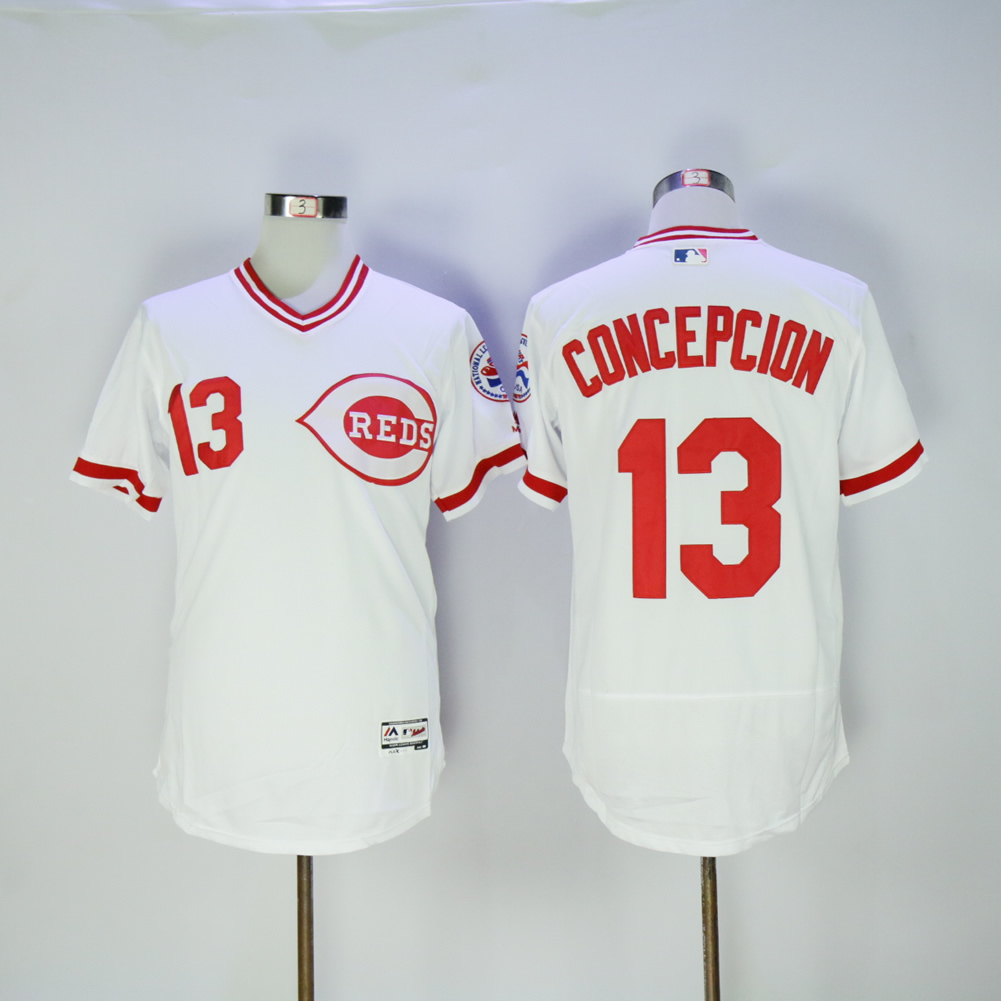 Men MLB Cincinnati Reds 13 Concepcion white Flexbase jerseys